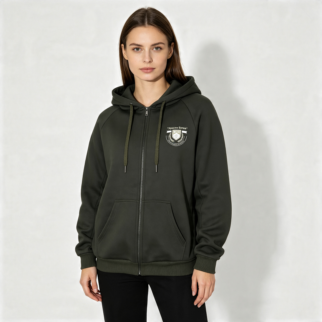 Zipped sweatshirt-front view- teen girl